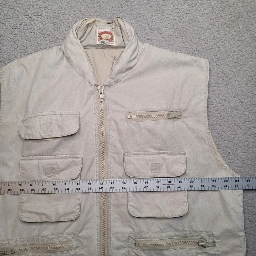Vintage Banana Republic Vest XL Beige Khaki Utility Travel Safari Hooded Pockets